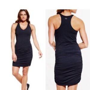 Calia by Carrie Underwood Double Layer Ruched Jersey Dress Black XS